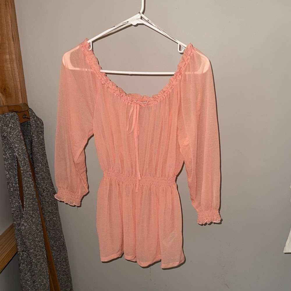 Peach Sheer Women's Top